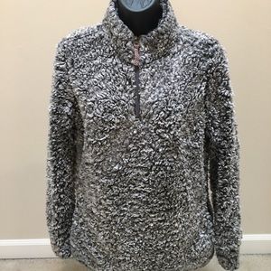 Weatherproof Sherpa gray sweater half zip Sz M